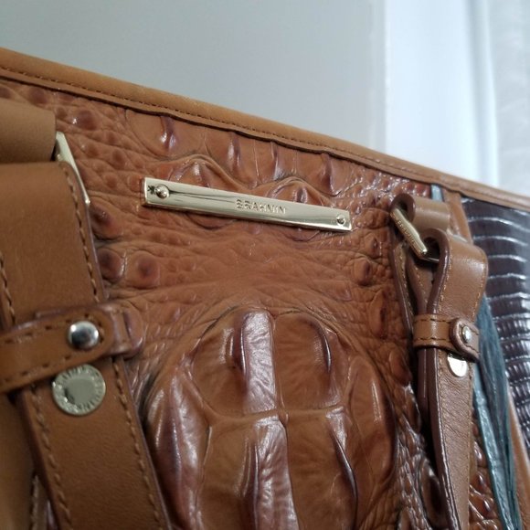 Brahmin Mini Asher Satchel & Ady Wallet. Toasted Almond Garrone Embossed Leather - Picture 5 of 16